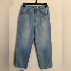 Empyre Women’s Relax Jeans Drawstring Elastic Waist Light Wash Blue Size Small